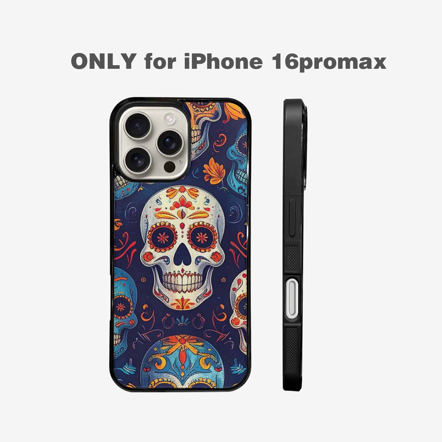 iPhone 16 Pro Max Case — Day Dead Sugar Skull Art 100s, Custom Phone Case