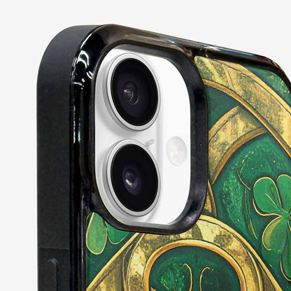 iPhone 16 Case — Irish Celtic Knot Pattern Shamrocks Seamless, Original Design Phone Case