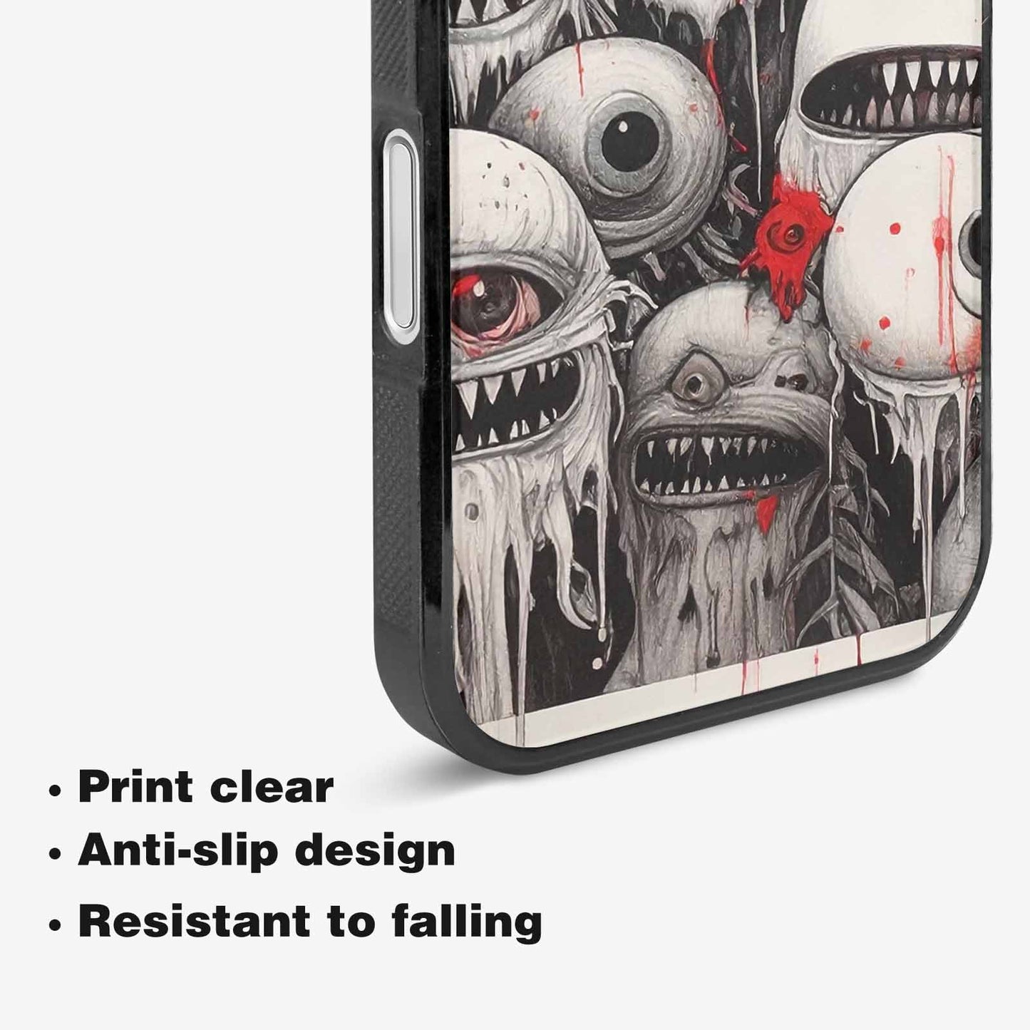 iPhone 16 Plus Case — Multi Eye Monster Black Red Ink, Personalized Phone Case