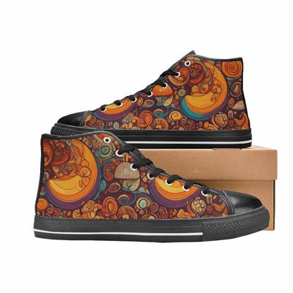 WOMEN'S Groovy 70S Peace High Top Canvas Vibrant Chaos Shoes