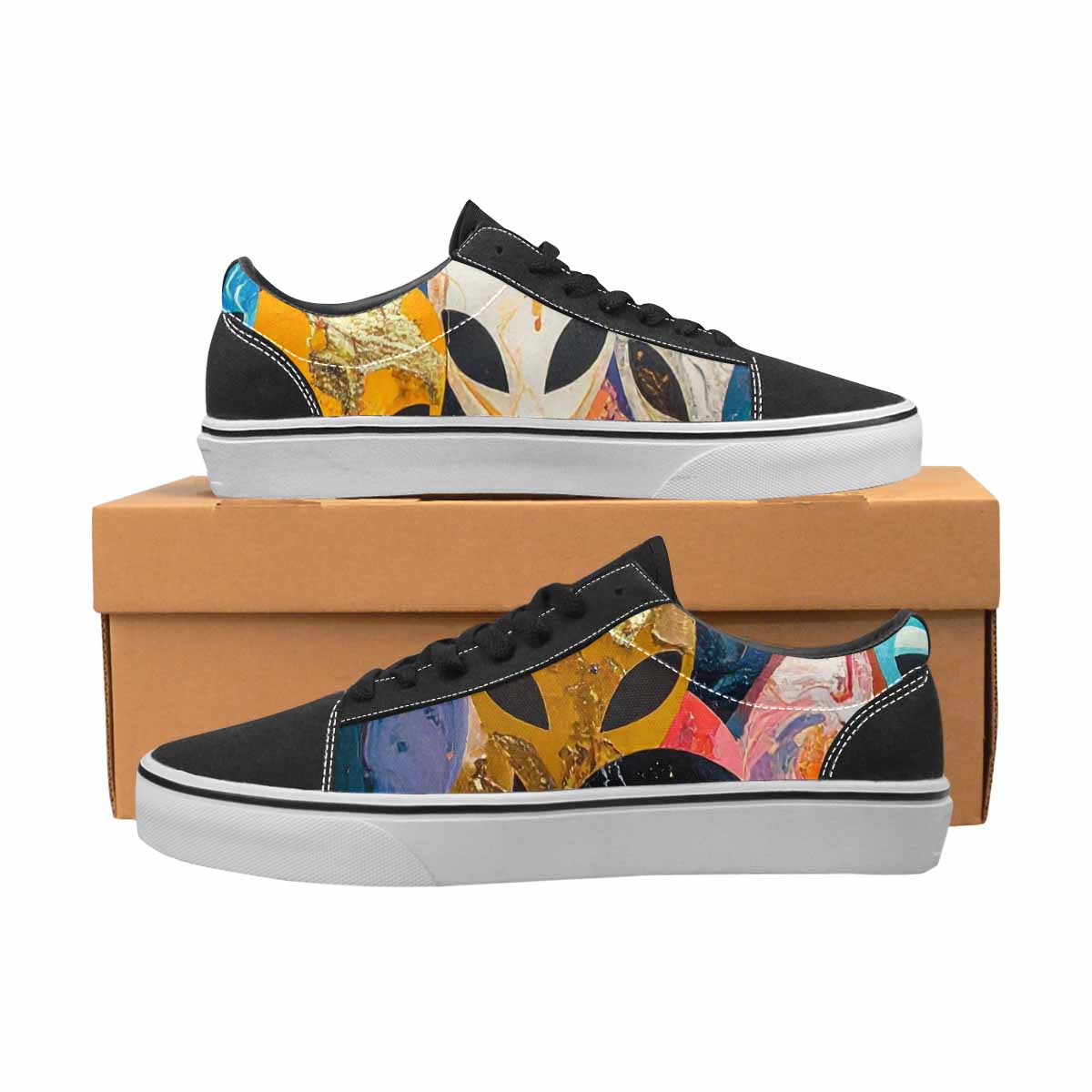 WOMEN'S Aliens  Marble Aliens Lace-Up Canvas Dark Academia Sneakers