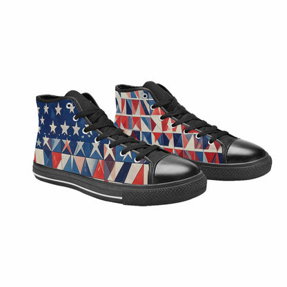 MEN'S American Flag Stars High Top Canvas Neon Fantasy Custom Shoes