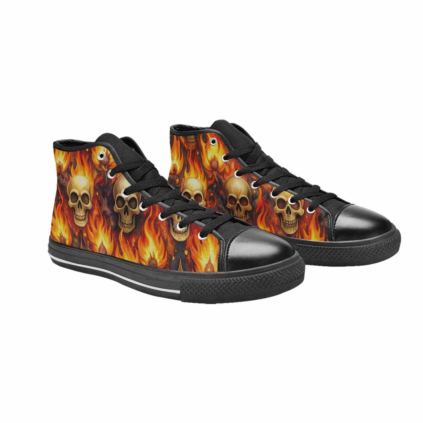 MEN'S Skulls - Flaming High Top Canvas Vivid Sneakers