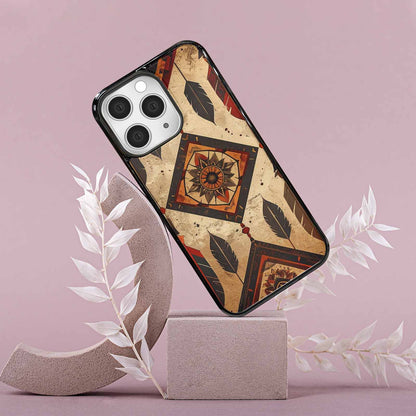 iPhone 15 Pro Max Case — Native American Geometric Pattern Arrows Feathers, Personalized Phone Case