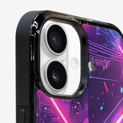 iPhone 16 Plus Case — Neon Grid Confetti, Custom Designed Case Cover