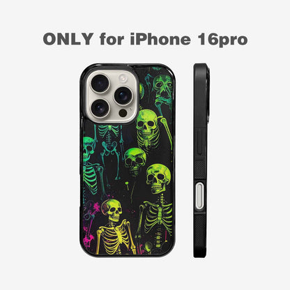 iPhone 16 Pro Case — Skeletons Neon Green Glowskele, Personalized Phone Case