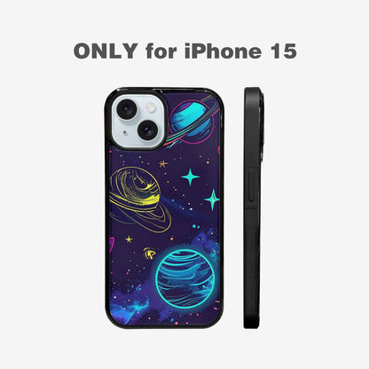 iPhone 15 Case — Space Galaxy Astronaut Pattern Planets Stars, Custom Printed Phone Case
