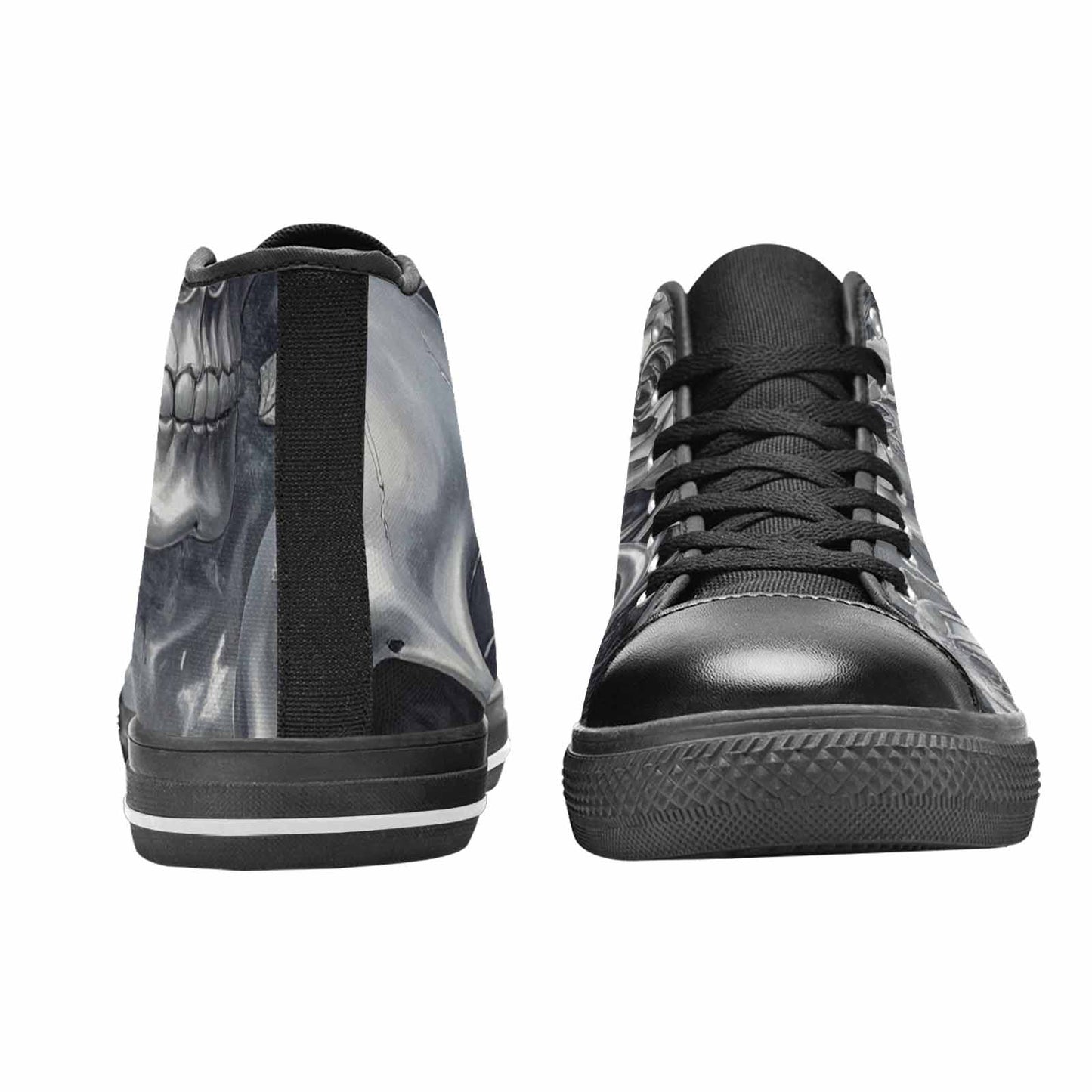 MEN'S Skulls Roses Chrome Airbrush High Top Canvas Dreamcore Custom Sneakers