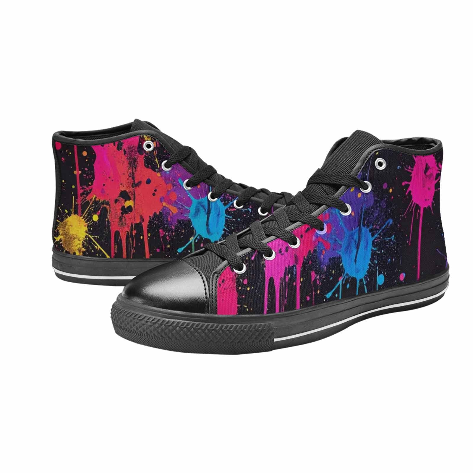 MEN'S Paint Splatter High Top Canvas Surreal Custom Sneakers