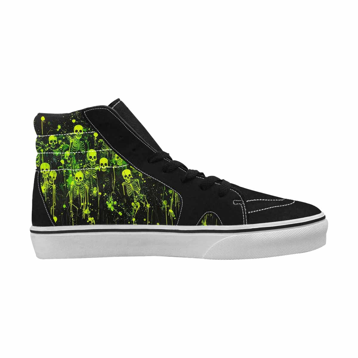 MEN'S Skeletons × Neon Green High Top Canvas Aesthetic Custom Shoes