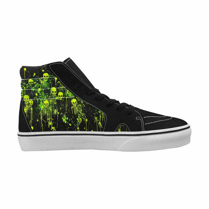 MEN'S Skeletons × Neon Green High Top Canvas Aesthetic Custom Shoes