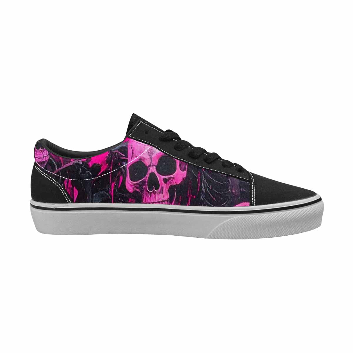WOMEN'S Skeletons  Neon Pink Lace-Up Canvas Y2K Shoes