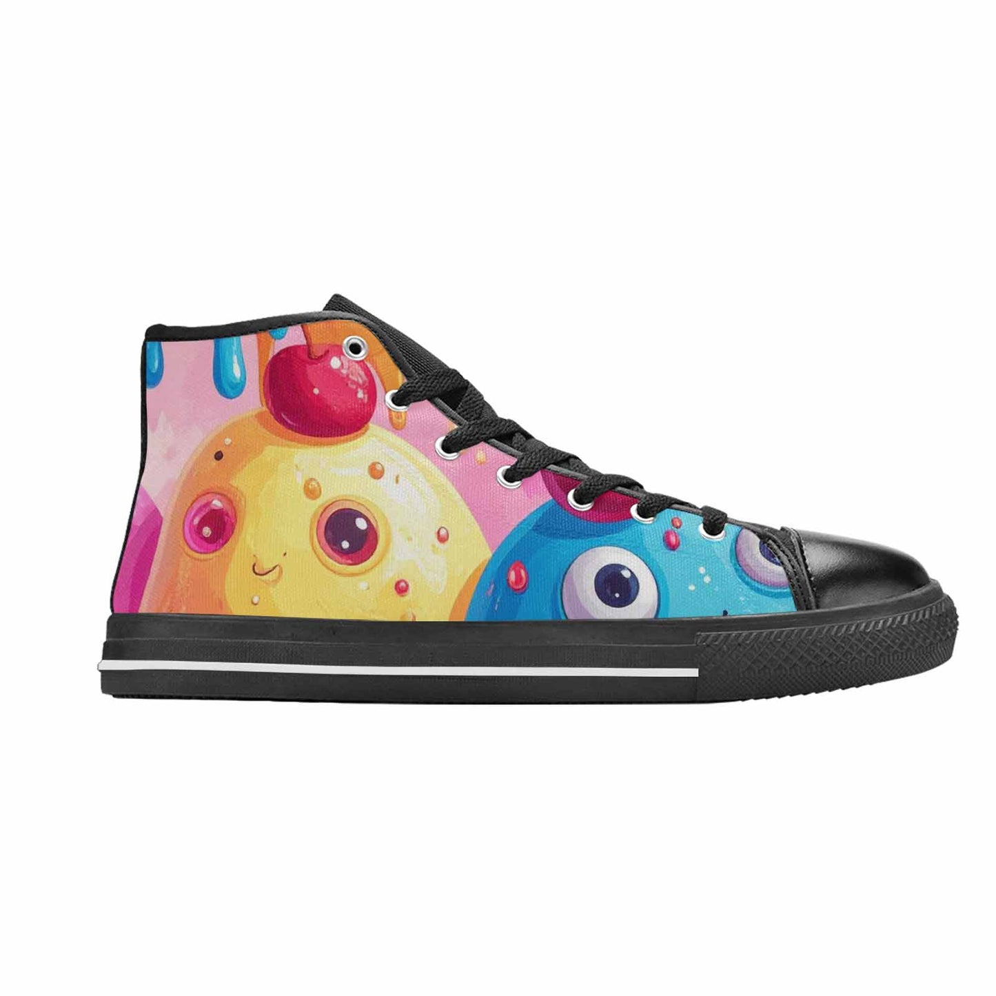 WOMEN'S Melting Icecream Monster Cherry High Top Canvas Cottagecore Shoes