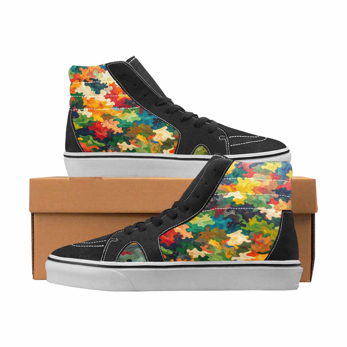 WOMEN'S Camo Full Color High Top Canvas Statement Grunge Handmade Custom Shoes