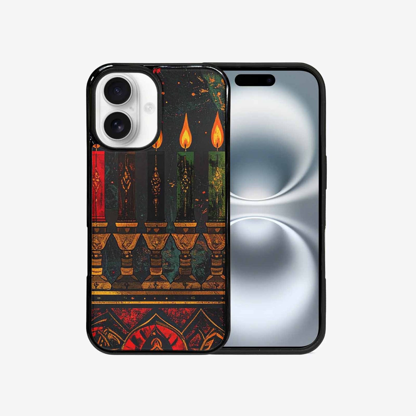 iPhone 16 Case — Kwanzaa Kinara Pattern Seamless Repeat African, Custom Phone Case
