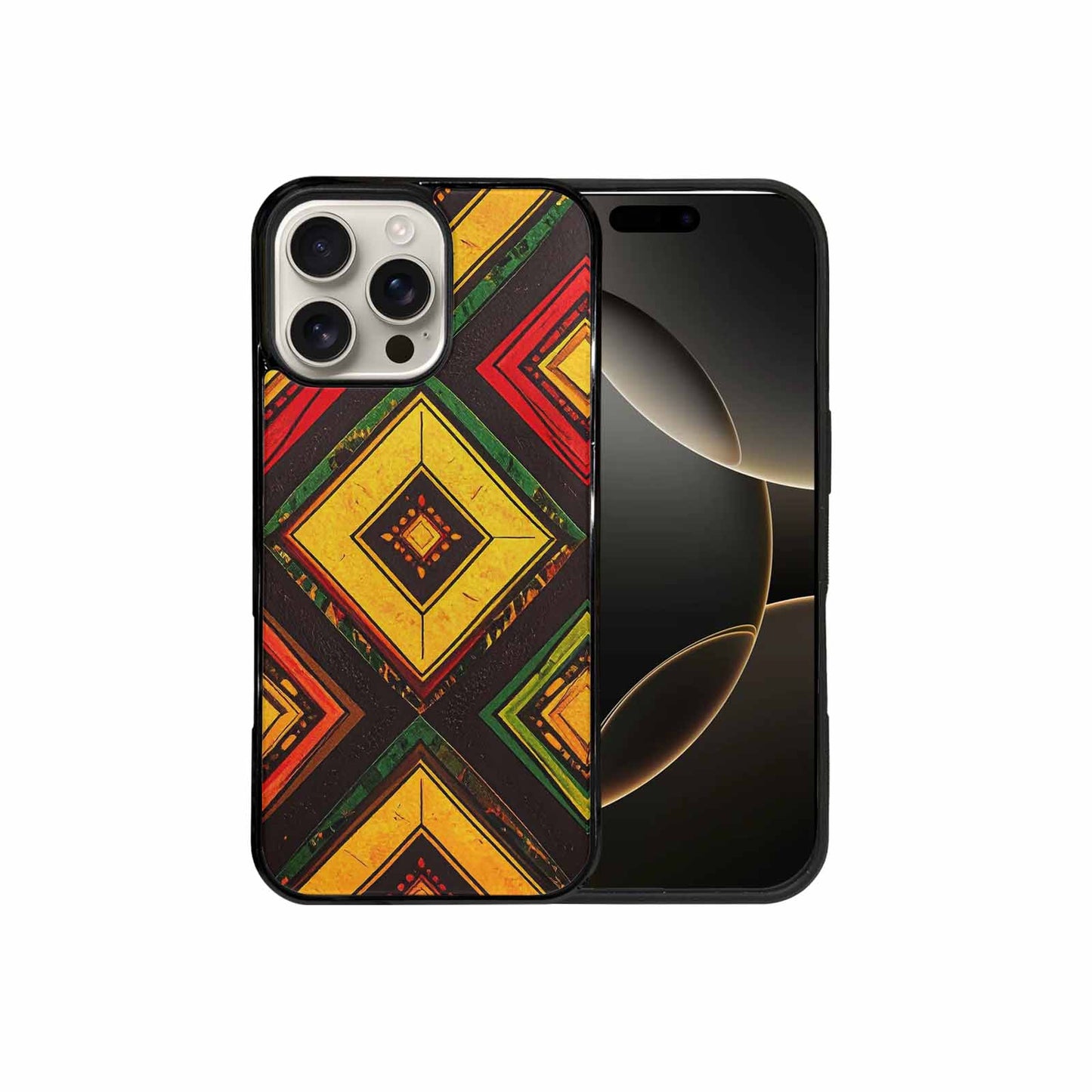 iPhone 16 Pro Max Case — African Kente Cloth Inspired Pattern Geometric, Custom Print Case Cover