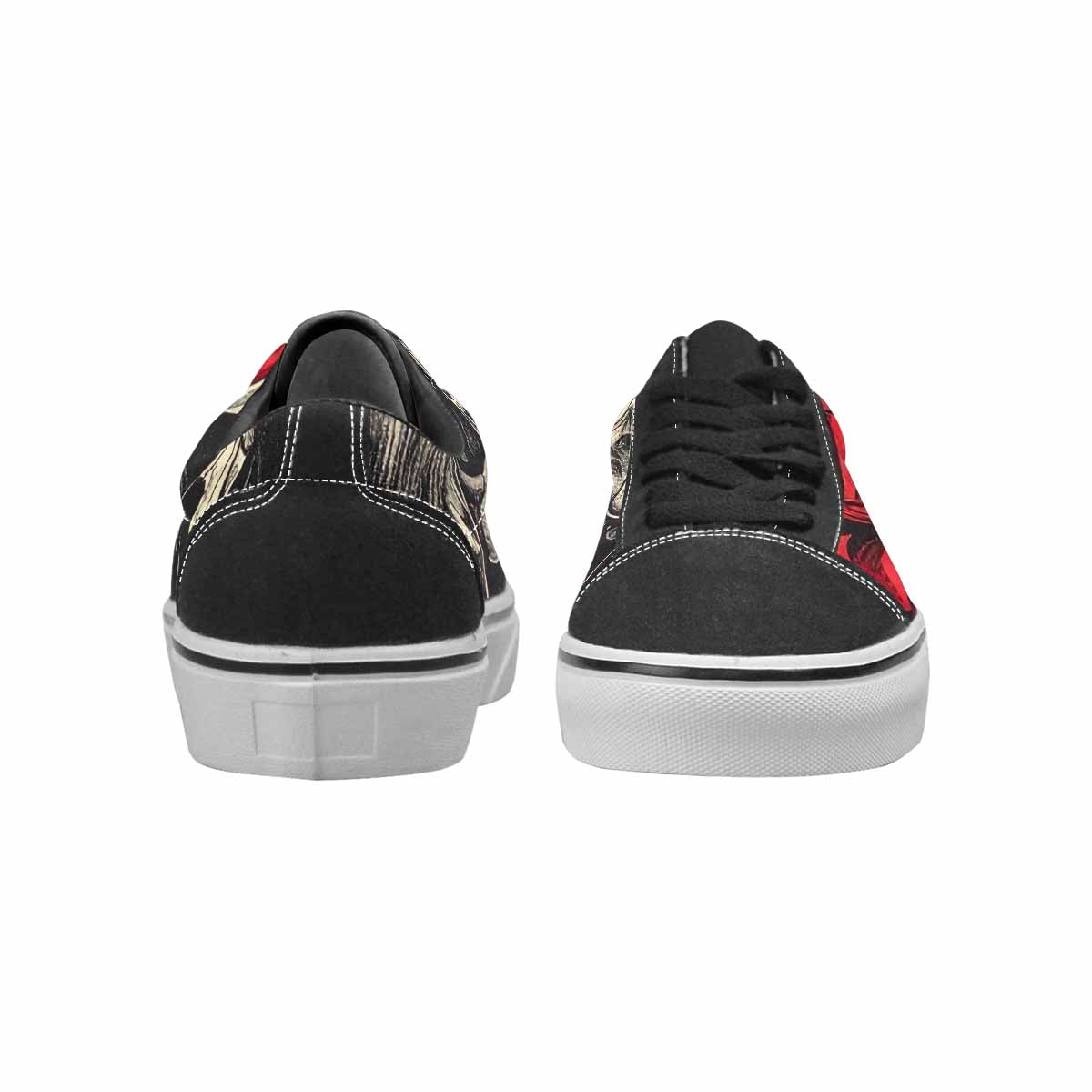 WOMEN'S Skulls Roses Bold Pen Ink Canvas Lace-Up Dark Academia Shoes