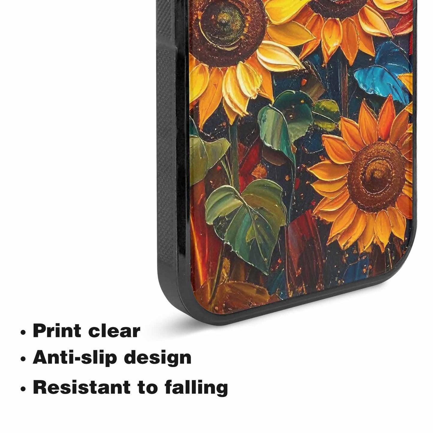 iPhone 15 Plus Case — Impressionist Sunflower Brushstroke Pattern Hundreds Of, Custom Print Case Cover