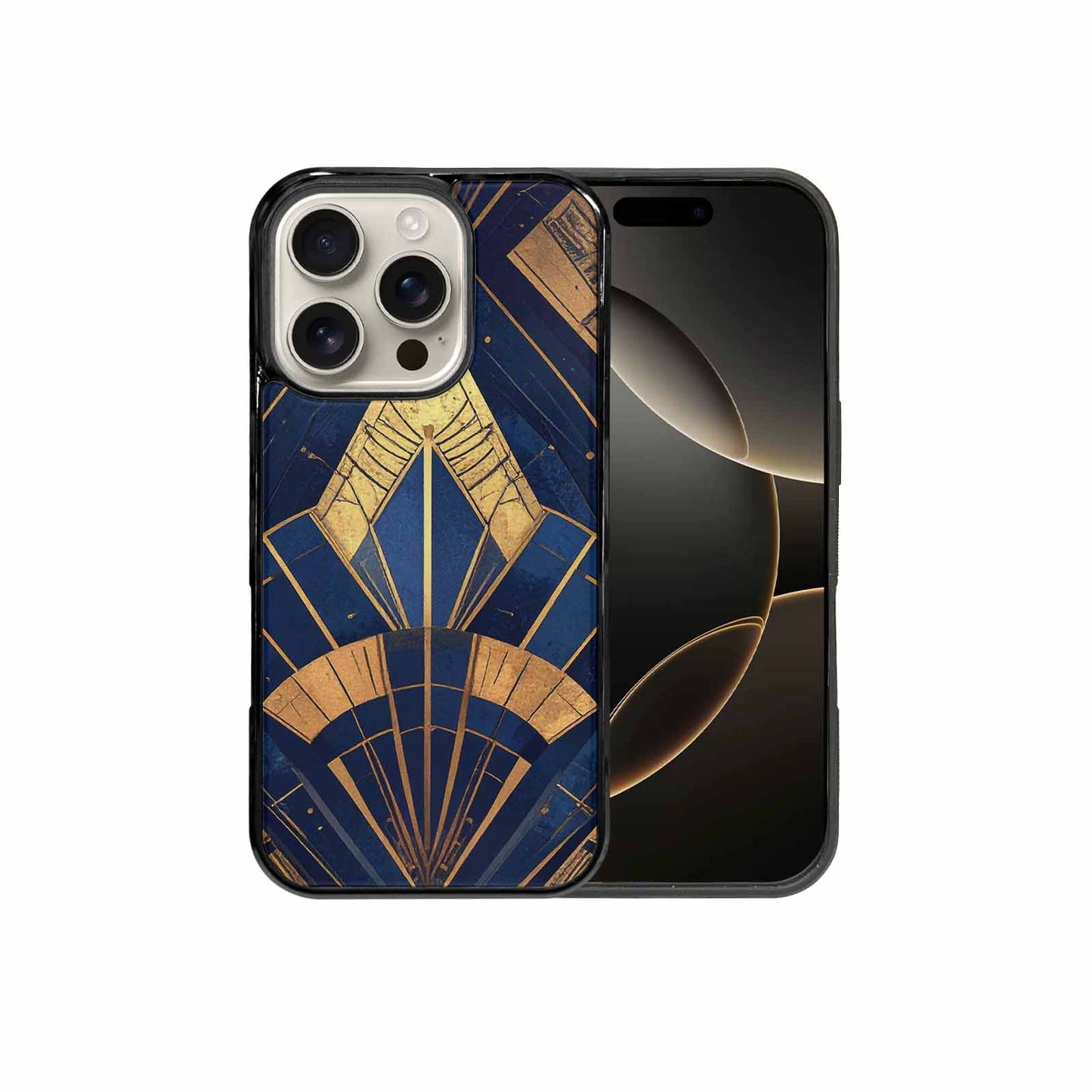 iPhone 16 Pro Case — Art Deco Illustration Pattern, Custom Printed Phone Case