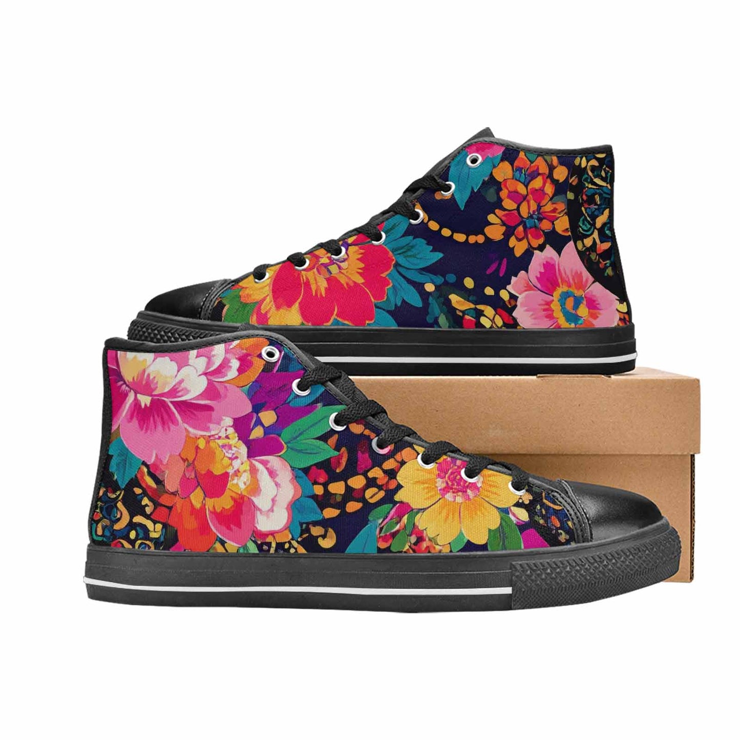 MEN'S Floral Snake Print High Top Canvas Dreamcore Sneakers
