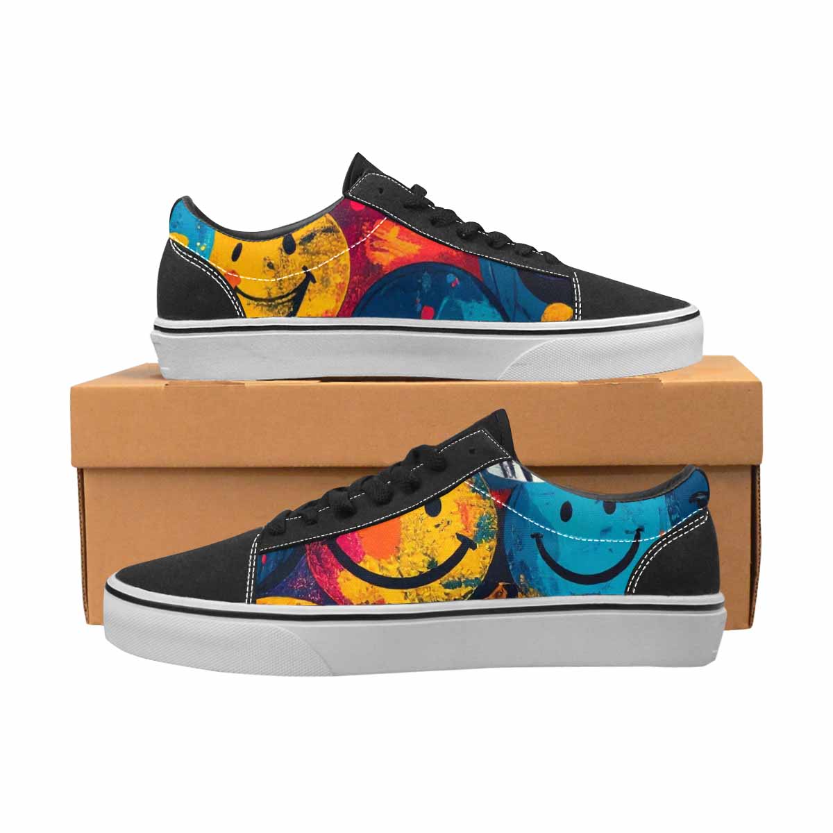 WOMEN'S Smiley Faces Lace-Up Canvas Dark Academia Sneakers