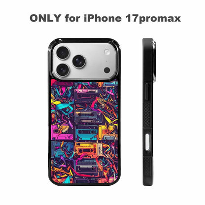 iPhone 17 Pro Max Case — Retro Cassette Tape Pattern Retro Vintage, Custom Printed Phone Case
