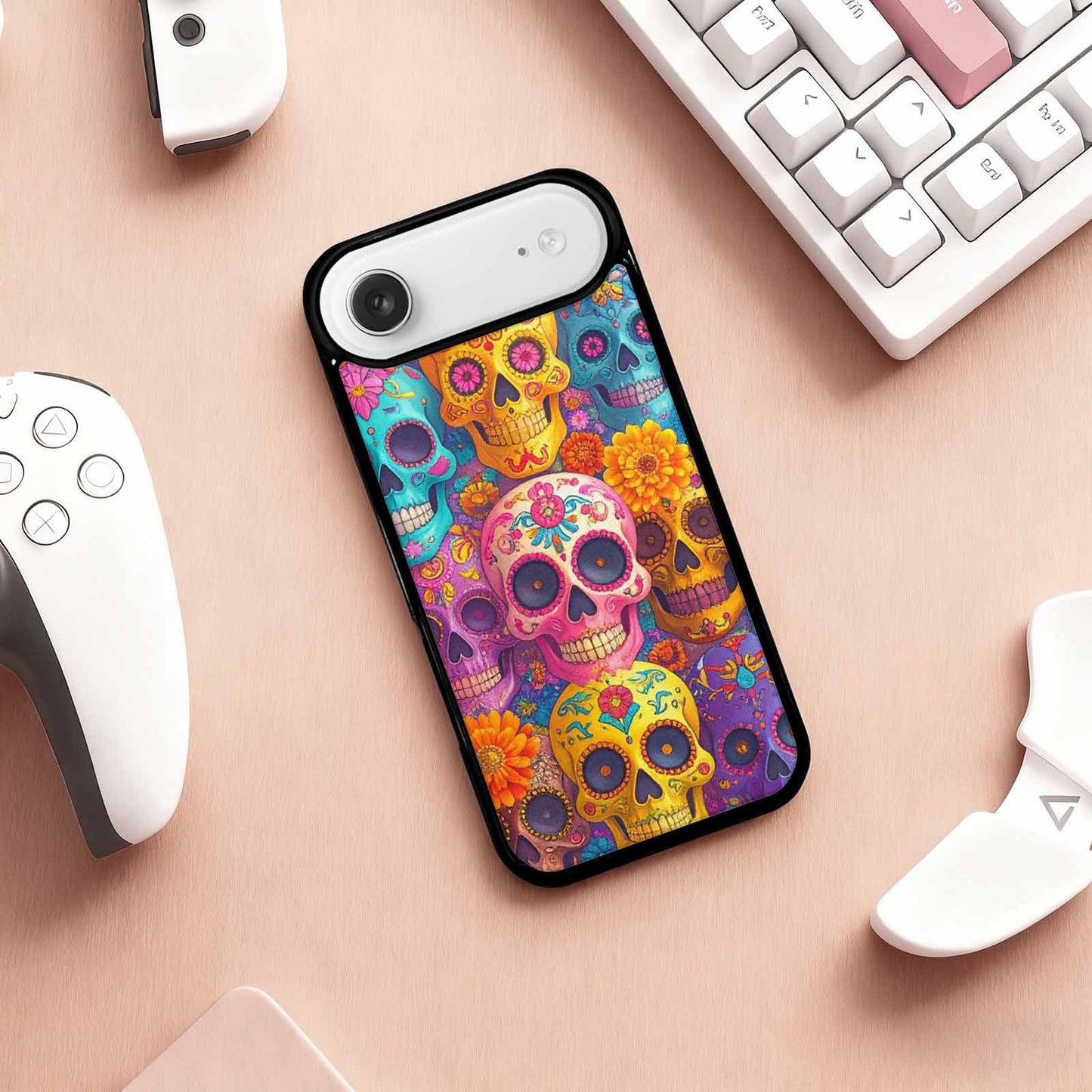 iPhone 17 Air Case — Ornate Candy Color Skull Pattern Gothic, Custom Designed Case Cover