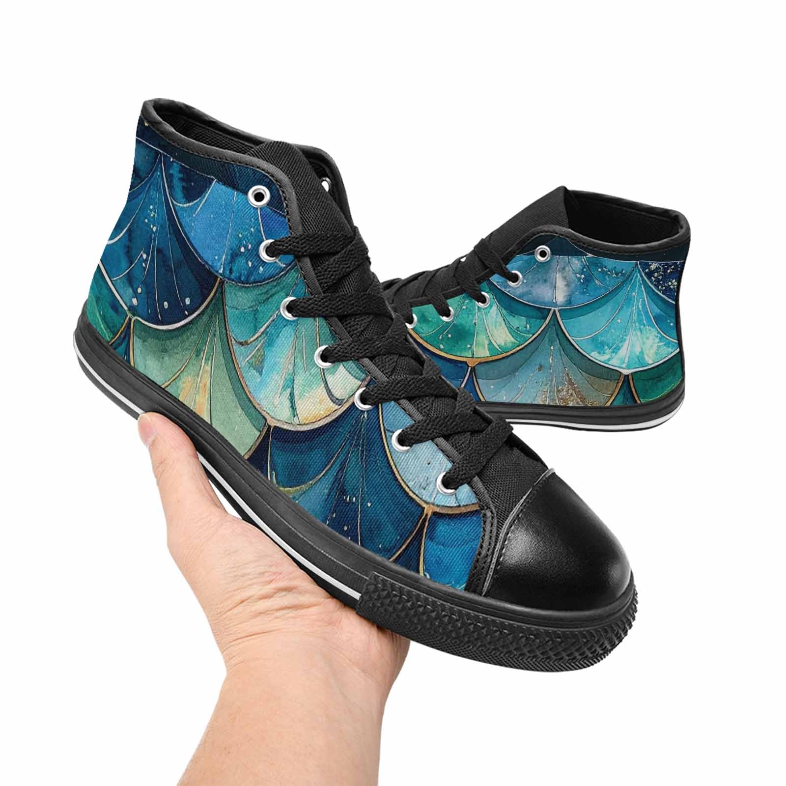 MEN'S Mermaid Scale High Top Canvas Aesthetic Custom Sneakers