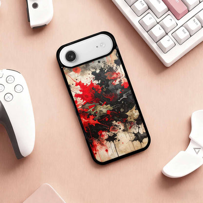 iPhone 17 Air Case — Black Red Ink Camo Patches Camo, Custom Print Case Cover