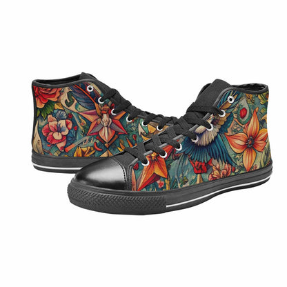 MEN'S Old School Tattoo High Top Canvas Cottagecore Custom Shoes