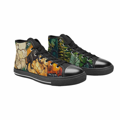 MEN'S Dinosaur Silhouette High Top Canvas Neon Fantasy Custom Sneakers