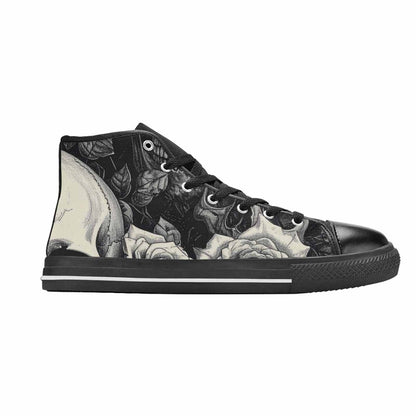 MEN'S Skulls Roses Pen Ink High Top Canvas Surreal Shoes