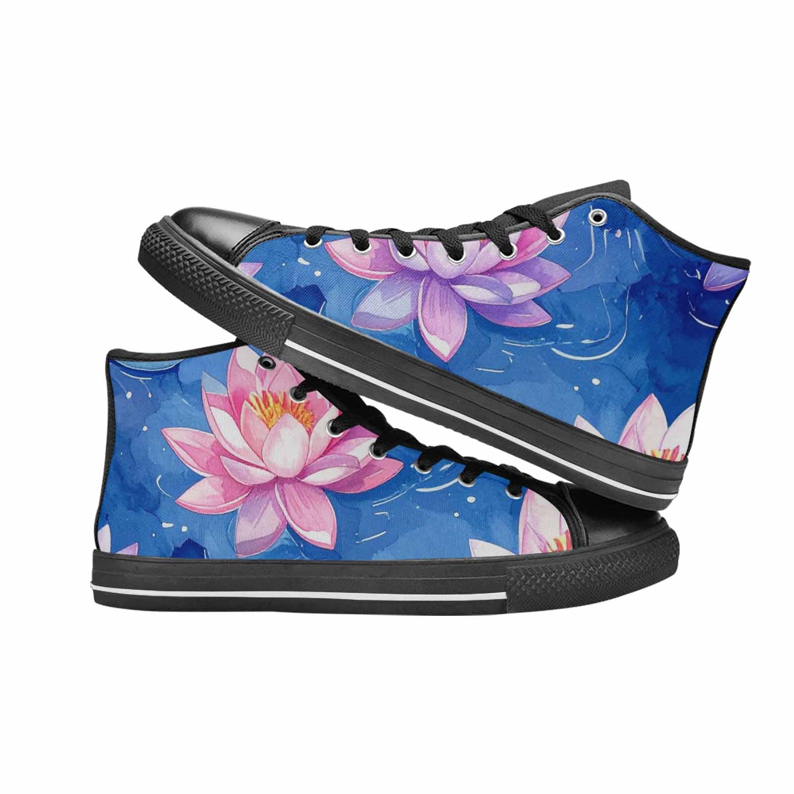 WOMEN'S Water Lilies Impressionist High Top Canvas Dark Academia Custom Shoes