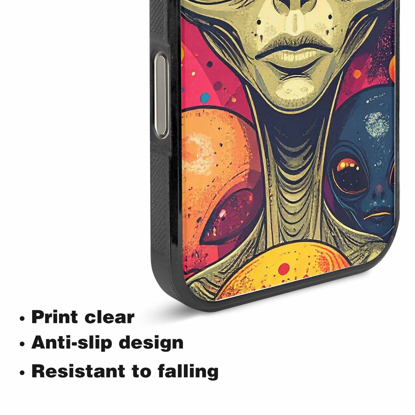 iPhone 15 Pro Max Case — Alien Ufo Cartoon Art Pattern Groovy, Custom Printed Phone Case