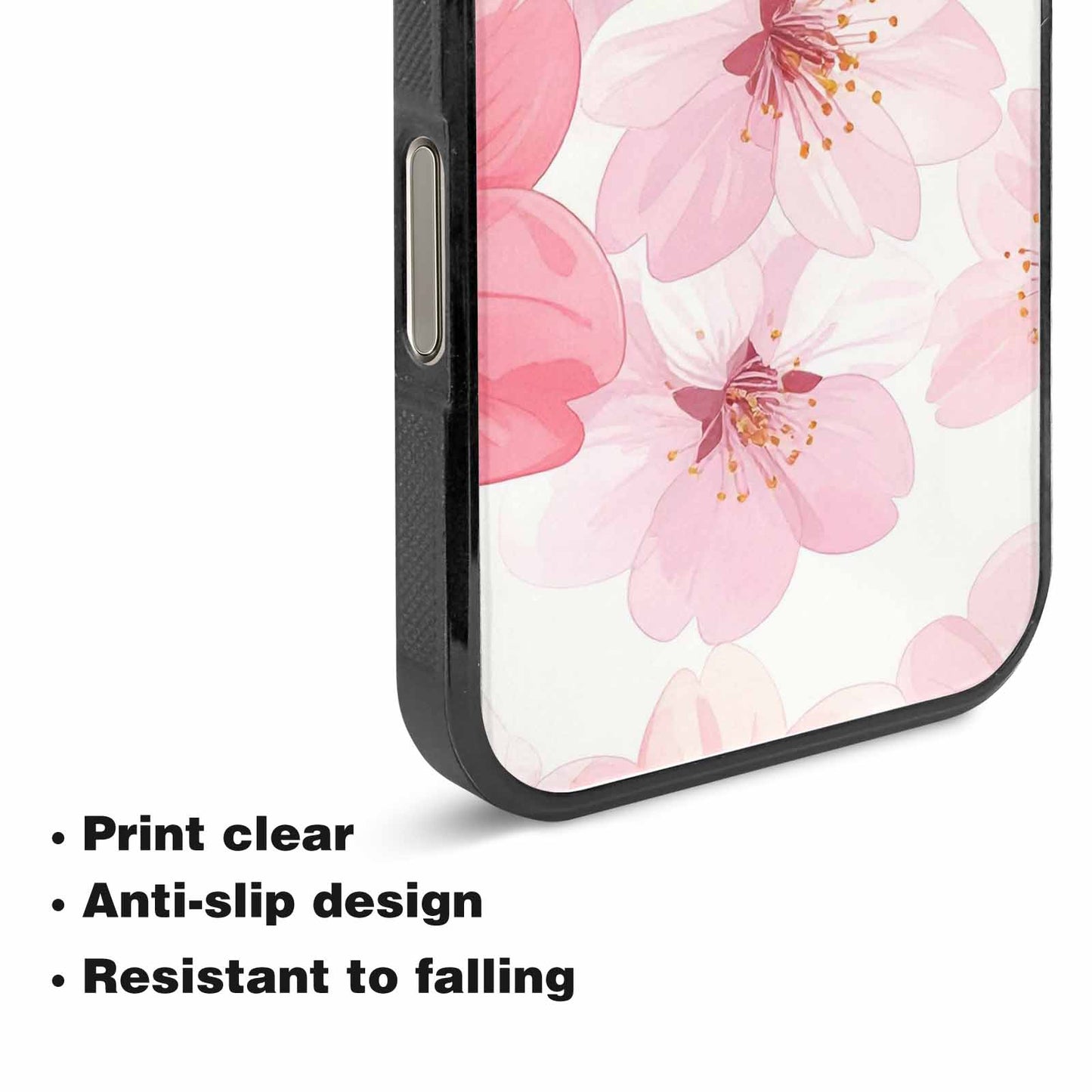 iPhone 15 Pro Max Case — Japanese Cherry Blossom Pattern Sakura Flowers, Custom Art Phone Cover