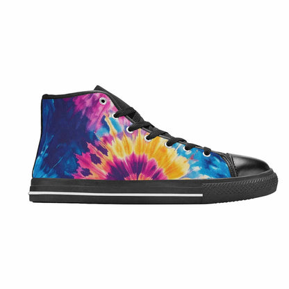 MEN'S Tie Dye Swirl High Top Canvas Cottagecore Custom Sneakers