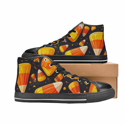 WOMEN'S Halloween Candy Corn High Top Canvas Neon Fantasy Custom Shoes