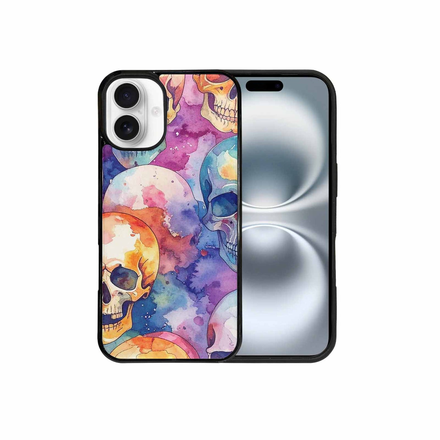 iPhone 16 Plus Case — Kulls Watercolor Skulls Small Skull Pattern, Custom Made Phone Cover