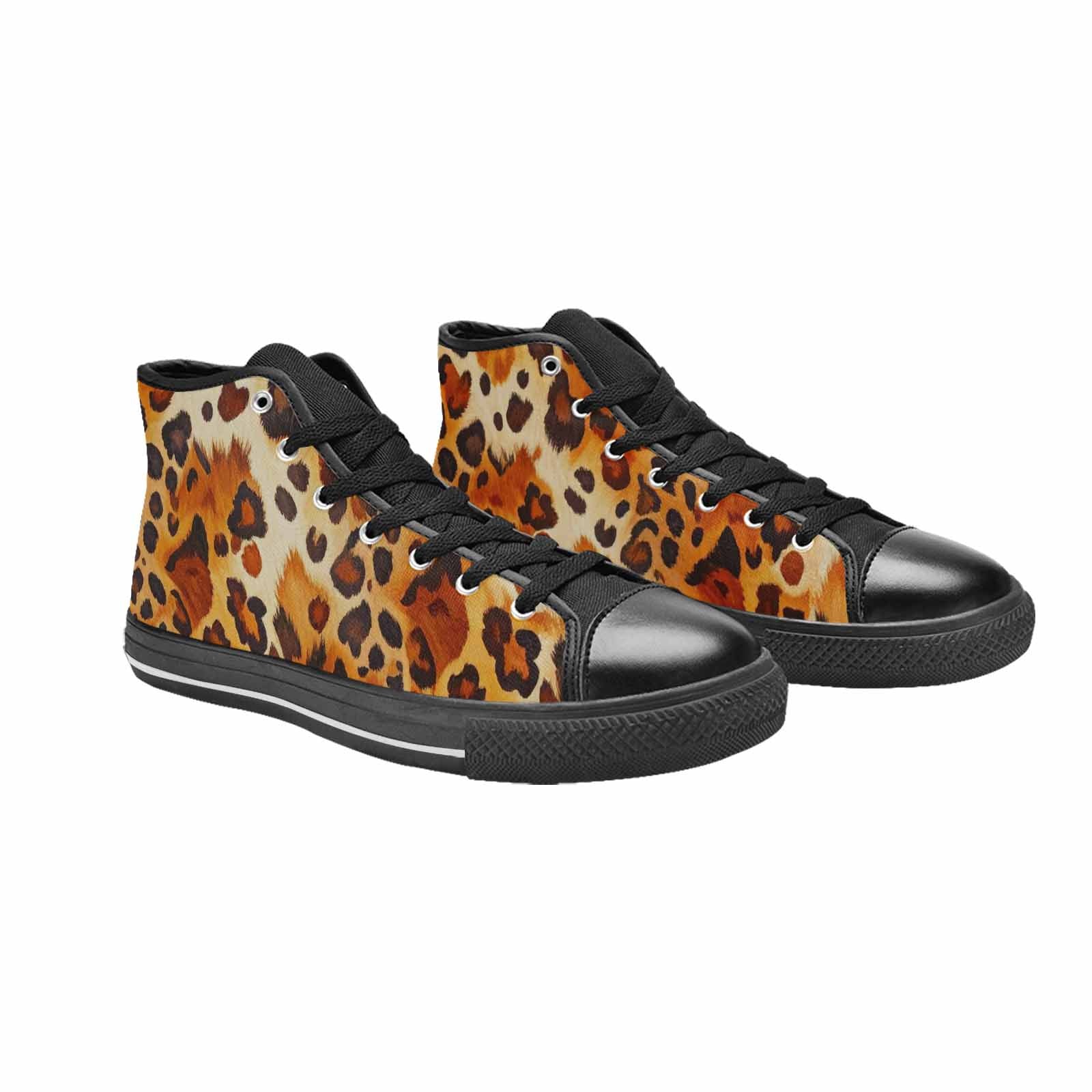 WOMEN'S Cow Animal Print High Top Canvas Dark Academia Custom Shoes