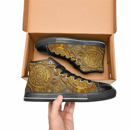 MEN'S Klimt-Style Gold Leaf High Top Canvas Vibrant Chaos Custom Shoes