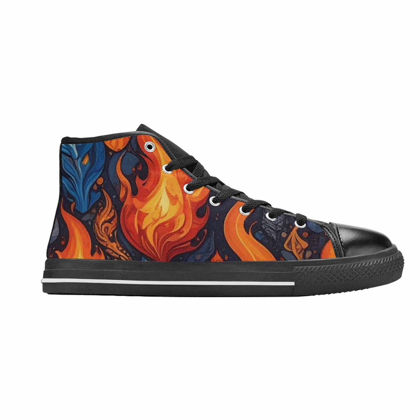 WOMEN'S Fire Flame High Top Canvas Cottagecore Sneakers
