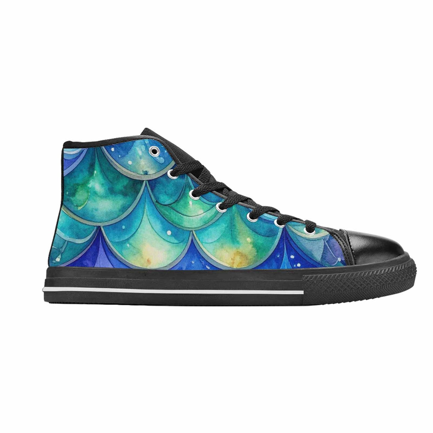 WOMEN'S Mermaid Scale High Top Canvas Surreal Custom Sneakers