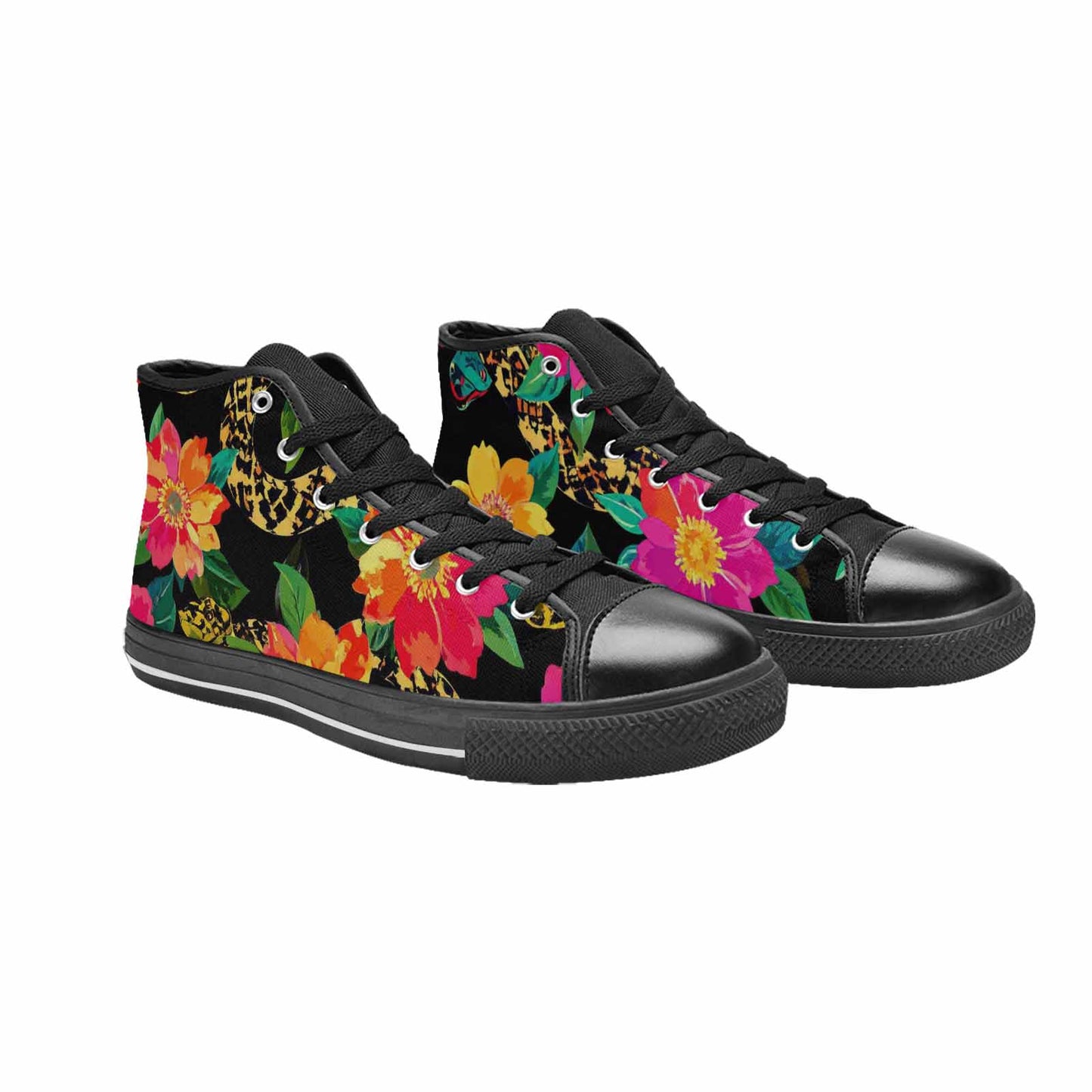 MEN'S Floral Snake Print High Top Canvas Dreamcore Custom Shoes
