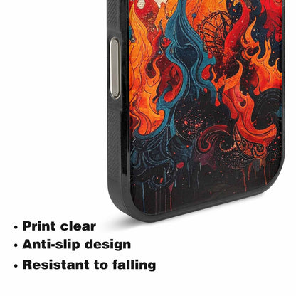 iPhone 16 Pro Case — Flame Burst Black Red Ink Flame, Custom Art Phone Cover