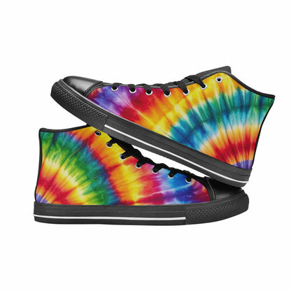 MEN'S Rainbow Spiral Tie Dye Alt High Top Canvas Vibrant Chaos Custom Shoes