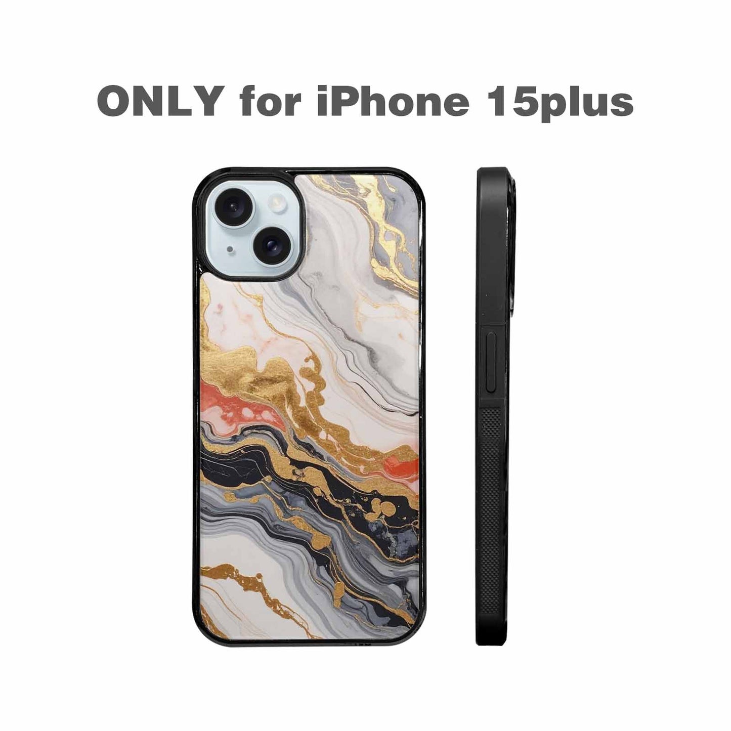 iPhone 15 Plus Case — Marble Vein Marble Veins Pattern Hundreds, Personalized Phone Case