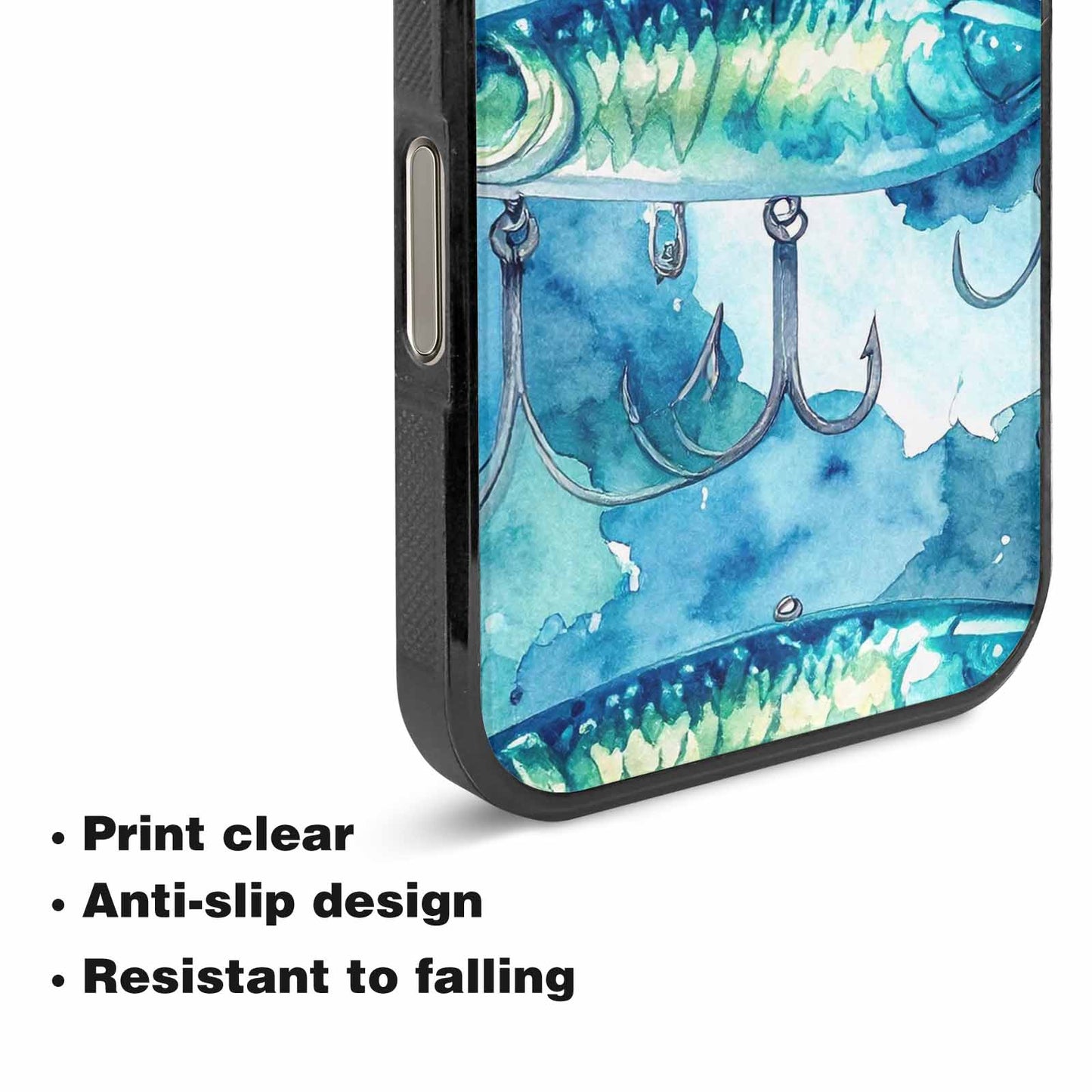 iPhone 16 Pro Case — Fishing Lure And Hook Pattern Seamless, Custom Printed Phone Case