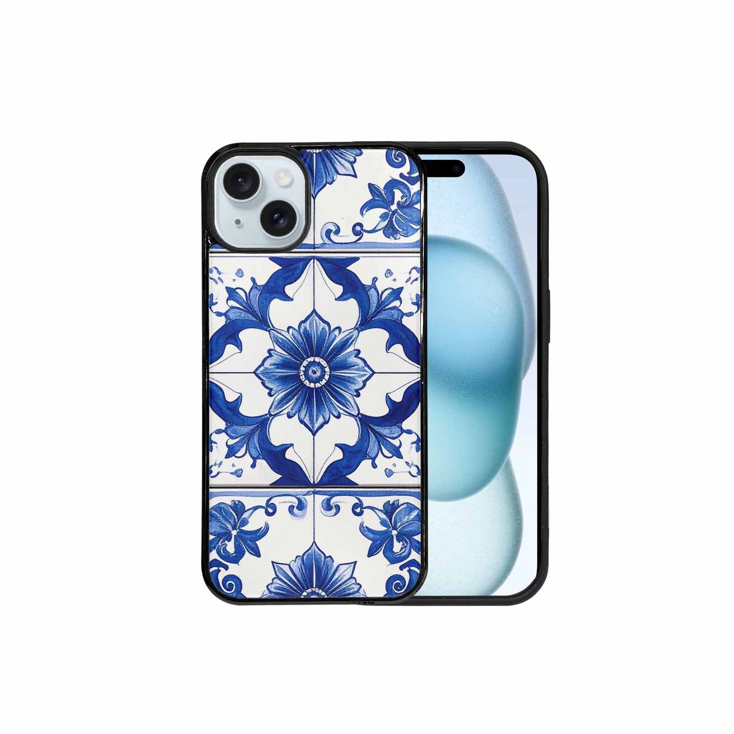 iPhone 15 Plus Case — Talavera Tile Floral Custom, Custom Art Phone Cover