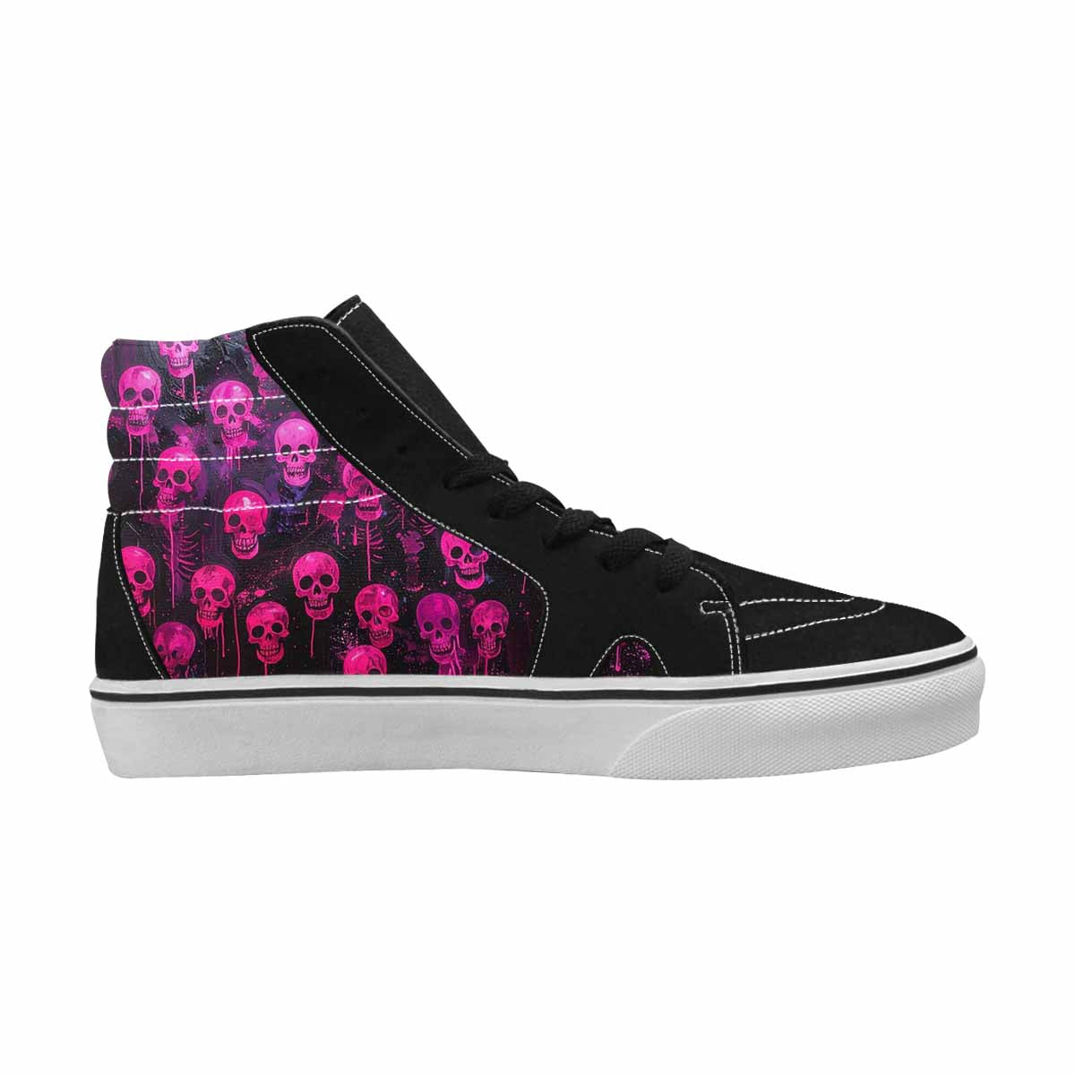 MEN'S Skeletons  Neon Pink High Top Canvas Surreal Shoes