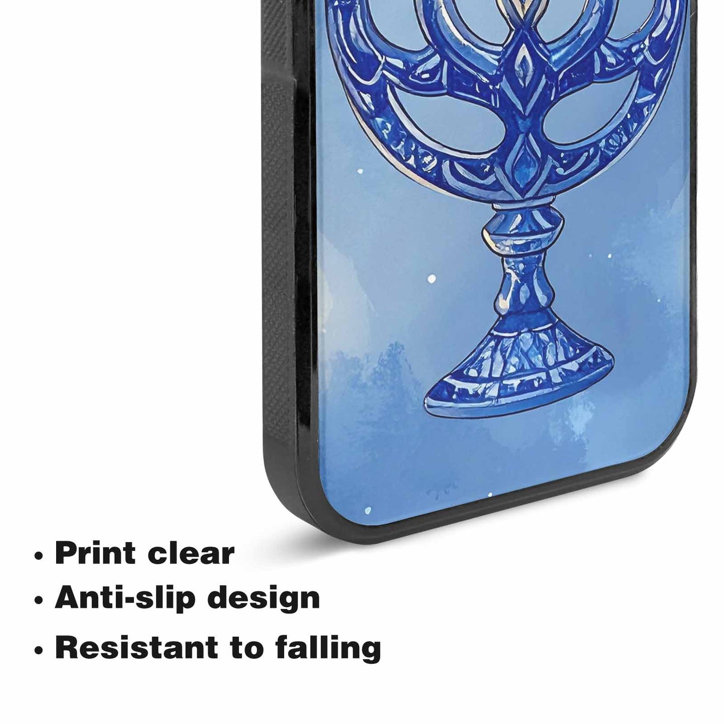 iPhone 15 Plus Case — Hanukkah Menorah Pattern Seamless Repeat Jewish, Custom Printed Phone Case